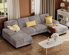 Sectional Couches for Living Room, U-Shaped Sofa Couch with Linen Fabric, 4 Seat