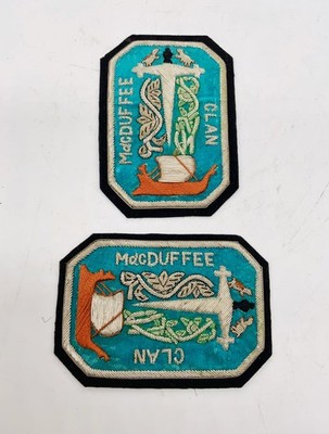 Pair of antique vintage Heraldic Scottish Clan MacDuffee patch