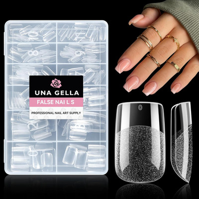 UNA GELLA Short Square Fake Nails 216Pcs Short Square Press on Nails Pre-Shape G