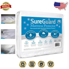 SureGuard King Mattress Protector -  Cotton Terry, Waterproof, Hypoallergenic