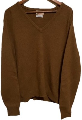Vintage 1960s ALAN PAINE Lambswool Sweater Men's Large 42 Brown