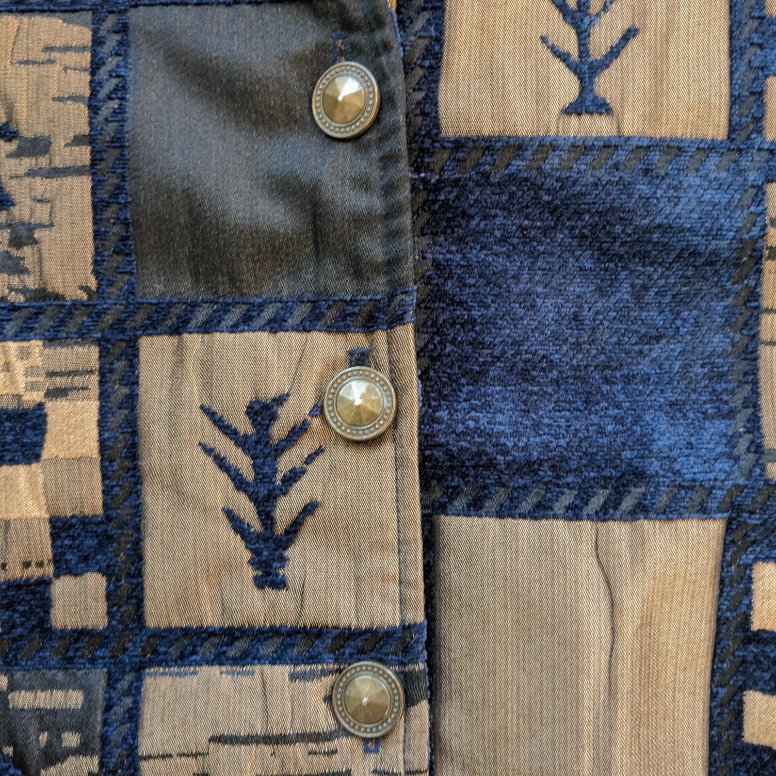 Vintage Patchwork Jacket Womens Large Blazer Meta… - image 4