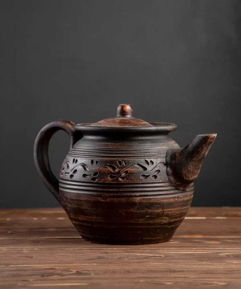 Tetera_Tetera_Hecha de arcilla roja_Ceremonia del té_Decoración del hogar_1L_34 oz_Natural Foto 2 de 4