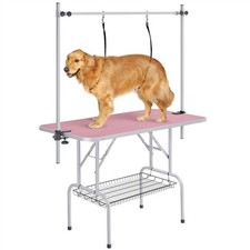 177cm Dog Grooming Table Height Adjustable with Storage/ Noose/ Basket, Pink