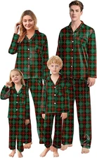 Matching Family Christmas Plaid Pajamas Set Holiday Sleepwear