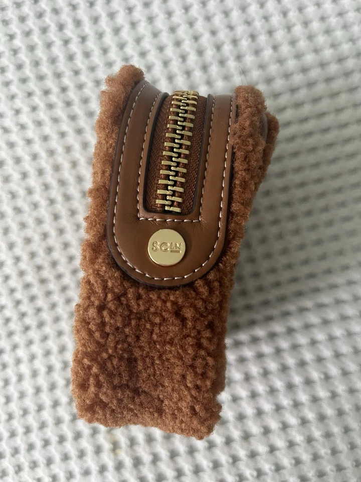 STONEY CLOVER LANE BROWN SHERPA MINI POUCH With Custom Pink Patch (removable) - Image 4 of 4