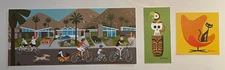 SHAG Josh Agle 35 Wheels PROMO postcard print AD Art Card MCM w/ 2 stickers!