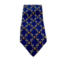 Valentino Cravatte Dress Tie Blue and Gold