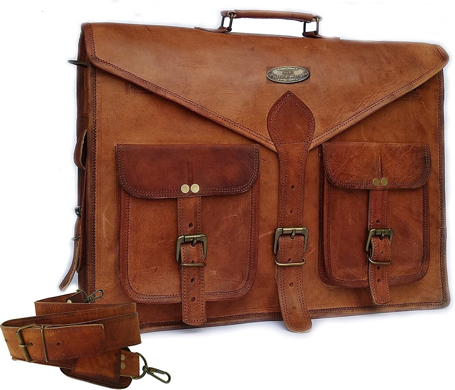 Women Genuine Vintage Brown Leather Messenger Bag Shoulder Laptop Briefcase gift