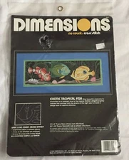 Dimensions EXOTIC TROPICAL FISH No Count Cross Stitch Kit #3944 Vtg 1990 NEW