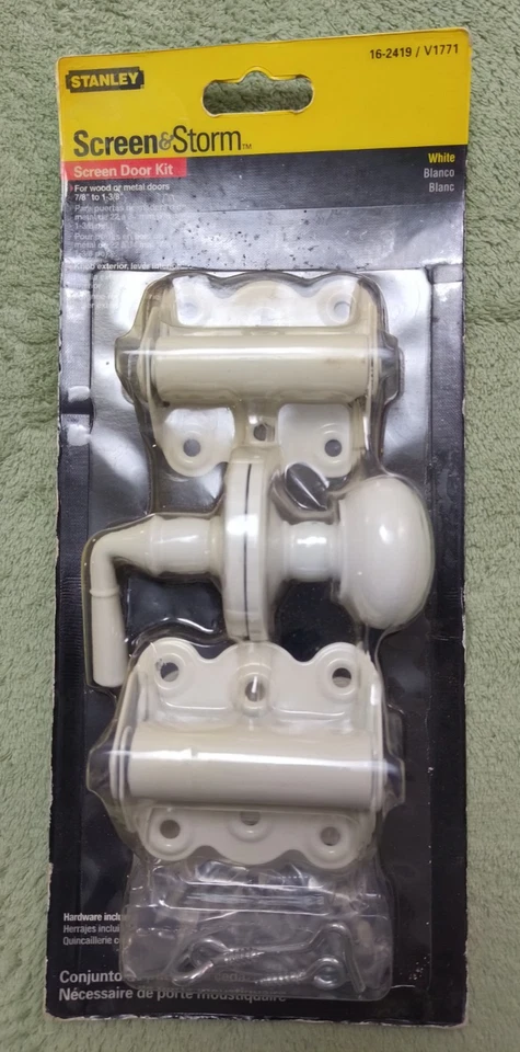 Stanley Hardware White Screen Door hardware set Storm 16-2419 V1771 New - Image 2 of 4