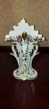 Vintage OLD PARIS Porcelain Spill Vase w/ Hand Painted Floral Decoration HTF