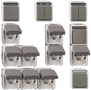 Merten Programm Aquastar Lichtgrau Feuchtraum Aufputz Ip44 Steckdosen Schalter Ebay