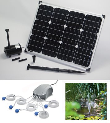 50 W Solar Pumpe + Teichbelüfter Gartenteich Teich Belüftung Sauerstoff