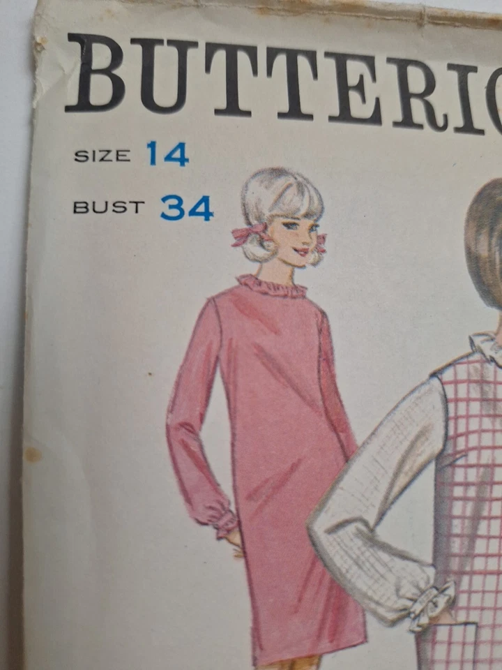 Shift Dress Coat Duster Ensemble 14 Butterick 3490 Sewing Pattern VTG UC Button - Image 3 of 4
