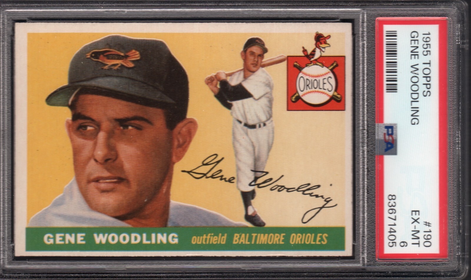 1955 Topps #190 Gene Woodling PSA 6 (EX-MT)