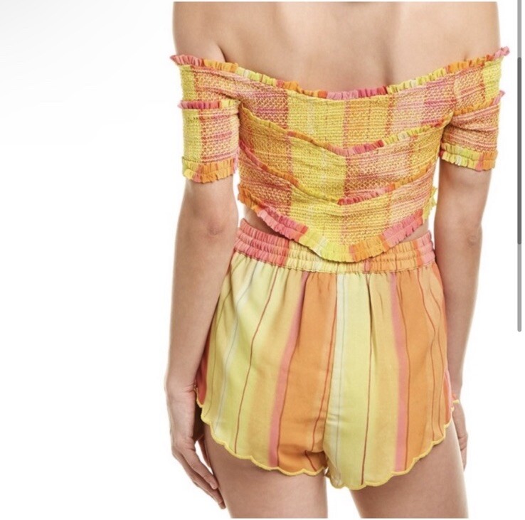 Rococo Sand Patchwork Cropped Off Shoulder Short … - image 3