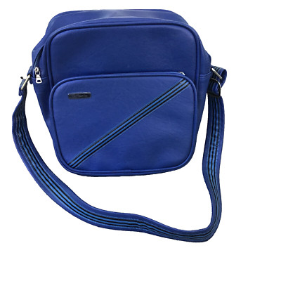 Vintage Samsonite Concord Blue Leather Carry On Weekend Shoulder Bag 12'' x 12''
