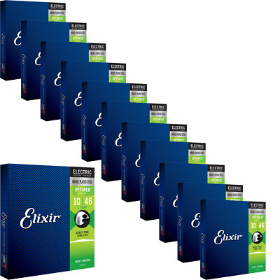 12 Sets Elixir 19052 Nickel OPTIWEB Electric Guitar Strings, Light 10-46