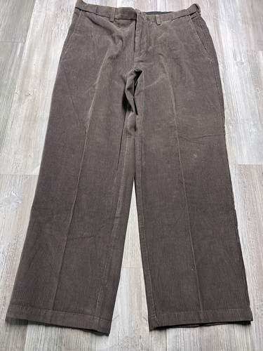 Pantalon homme vintage Haggar velours côtelé marron foncé taille 38x29 neuf avec étiquette ceinture confort