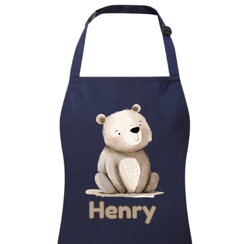 Delantal personalizado para niños con cualquier nombre Bear impermeable. Artesanía, hornear, cocinar. Niño, niña - Imagen 9 de 12