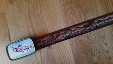 HORSE Running Leather Belt  HORSEn Epoxy Photo Buckle 28"-54" waist New USA