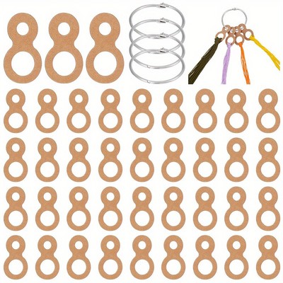 1set 100pcs Kraft Paper Thread Winding Boards with 4pcs Iron Loose Leaf Book