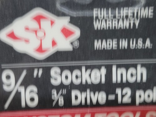 S-K 22118 9/16" Socket 3/8" Drive 12 point New Old Stock Diamond Logo USA - Picture 3 of 10