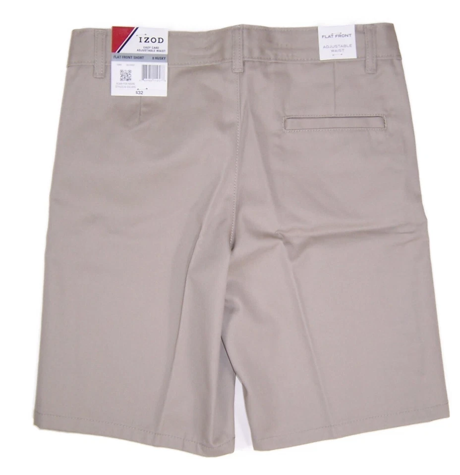 Izod Niños Pequeños Talla 8 Huskey Uniforme Escolar Pantalones Cortos Nuevo con Etiquetas Cintura Ajustable Caqui Foto 2 de 4