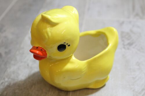 Vintage Yellow Duck Duckling Chick Chicken Planter Ceramic Succulents 4in - Picture 1 of 3