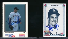 lot (2) 1990 Target Dodgers Matt Young #883 & 1992 Dunkin Donuts signed auto