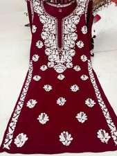 Indian Bollywood Rayon Chikankari Straight Plus Size Kurti Ethnic Wear Kurta