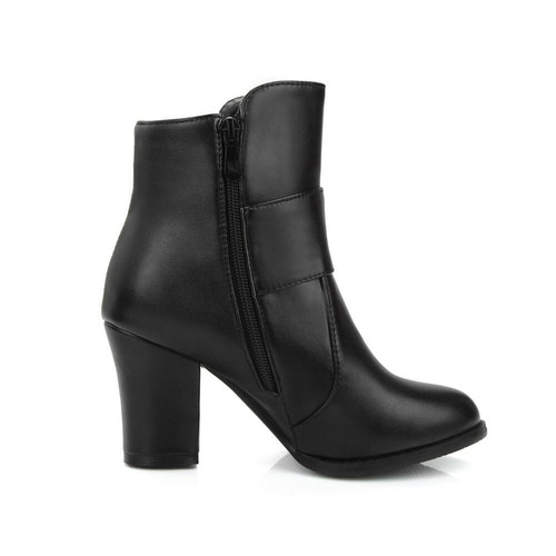 Zapatos para mujer de cuero sintético tacones altos con cremallera botas al tobillo talla grande EE. UU. - Imagen 10 de 19