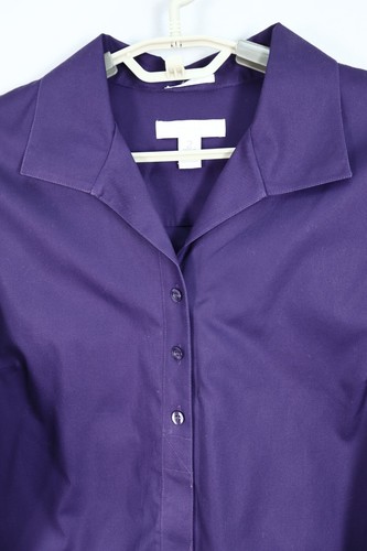 NEU CHICO'S Damen BÜGELFREI Baumwolle Langarm Bluse Deep Purple Größe 2 M L - Bild 4 von 14