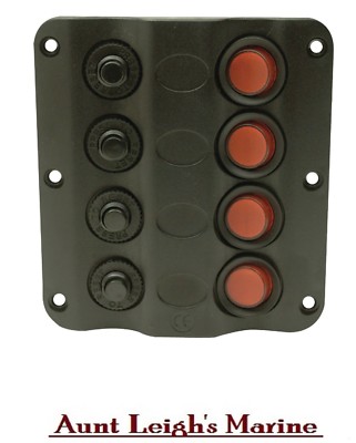 SeaChoice Marine LED 12V 4-Gang Circuit Breaker Switch Distribution Panel 12321