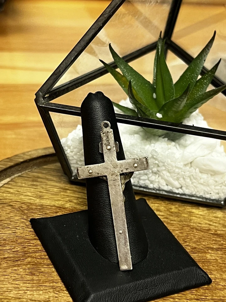 DE COLECCIÓN Crucifijo Sterling por Lang Swift / Fisher (flecha Hallmark SF) COLGANTE Foto 3 de 4