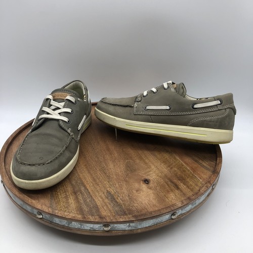 ECCO Eisner Deck Boat Shoes Gray Green 