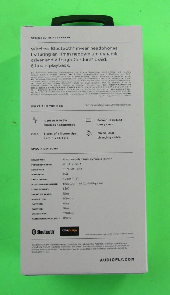 Auriculares intrauditivos AUDIOFLY AF45W inalámbricos Bluetooth y 8 horas de reproducción Foto 2 de 4