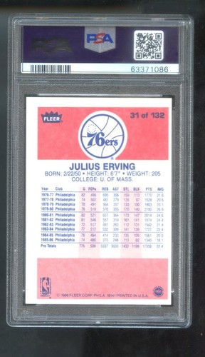 1986-87 Fleer #31 Julius Erving Dr. J. PSA 9 (OC) Graded Basketball Card 86-87 - Picture 2 of 2
