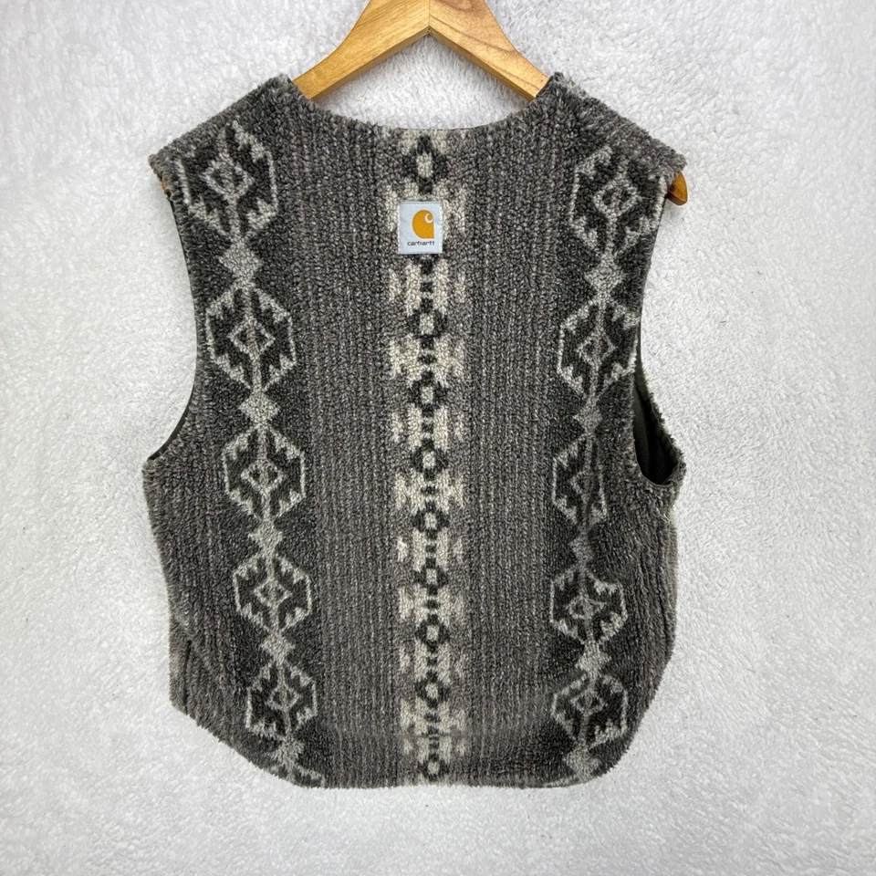 Carhartt Vest Aztec Pile Lining Mens Small VP166 Dark Olive Green - Image 4 of 4