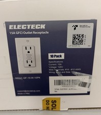 Electeck 15A GFCI Outlet Receptacle 10 Pack White w/ Plates Screws