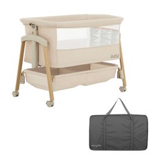 Evolur Lullaby Portable Bassinet with Wheels, Adjustable Bedside Sleeper, Bre...