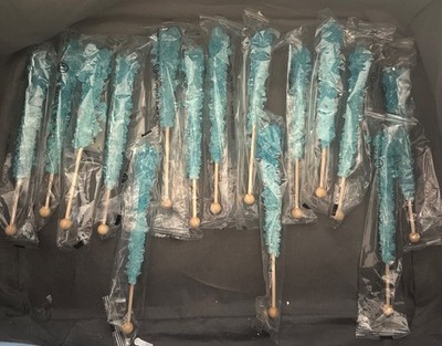 Blue Raspberry Rock Candy Sticks Lollipops, Made with Cane Sugar | 15