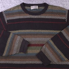 VTG Tricots St Raphael Sweater Mens Medium Geometric Crew Neck Made In USA