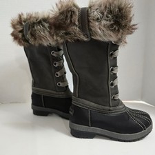 London Fog Kids Insulated Waterproof Winter Snow Boots Faux Fur Lined Sz 13 EUC