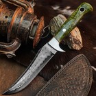 8.9" inch Handmade Damascus Hunting Knife Full Tang Wood Handle Leather Sheath — photo 1