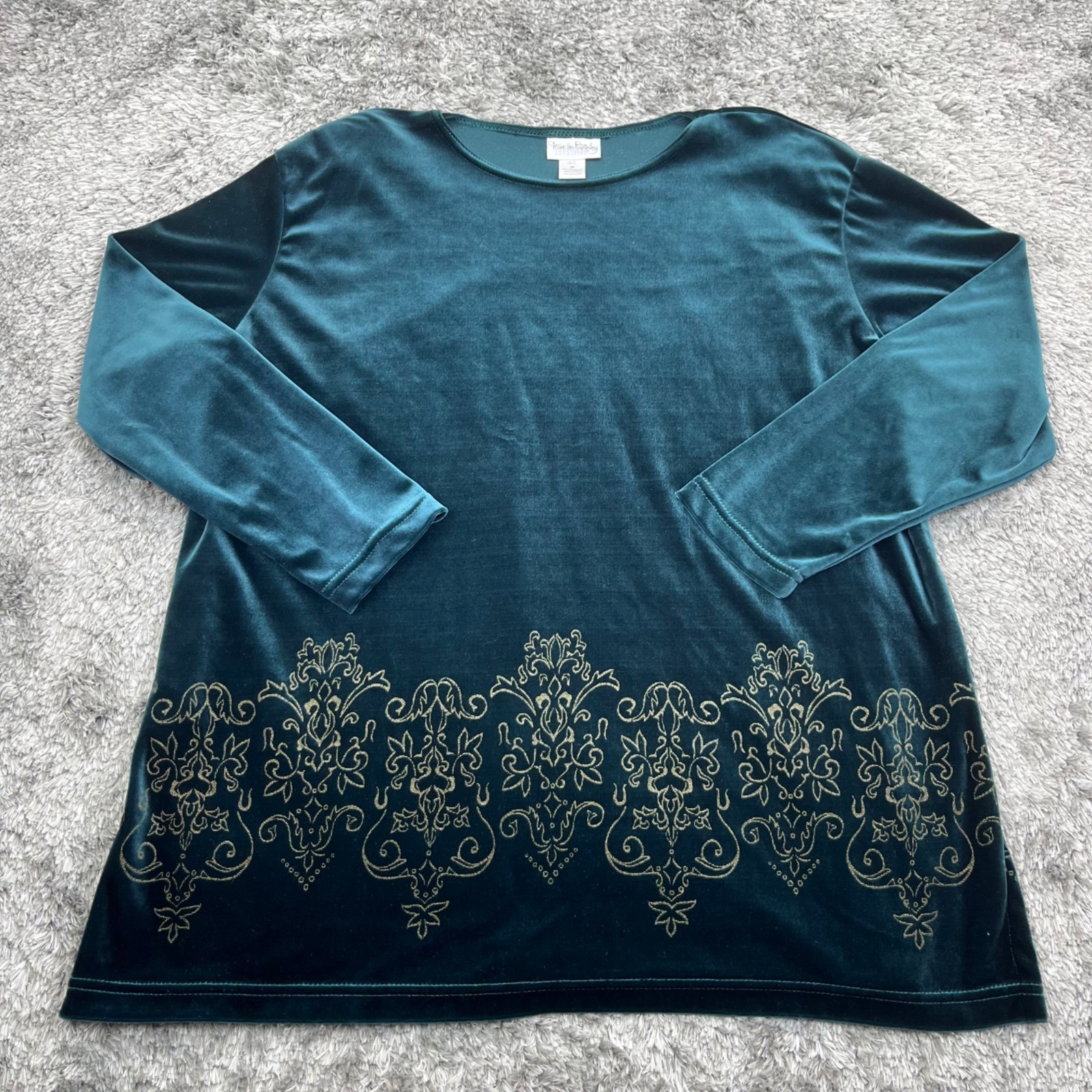 Diane Von Furstenberg Top Women 2X Green Velvet Tunic Whimsigoth Fairy Tunic Vtg