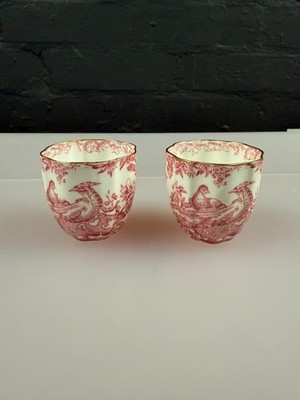 Royal Crown Derby Pink Aves Eierbecher 4,8 cm hoch XXVII 1964 2er Set