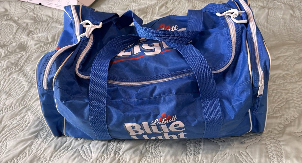 Rare Vintage Labatt Blue Beer Gym Hockey Duffle Bag Canada Zippers