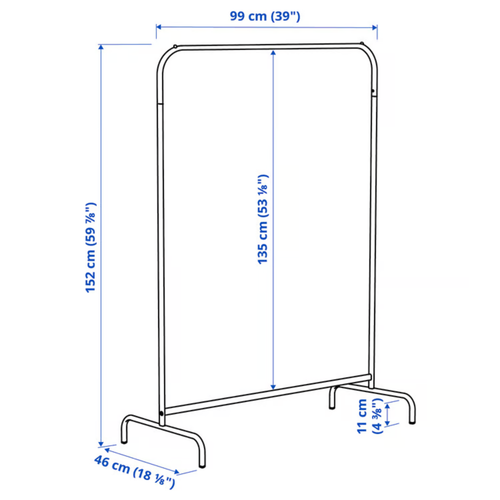 IKEA MULIG 99x152cm Clothes Rack Garment Rail Wardrobe Hanging Stand - Picture 6 of 6